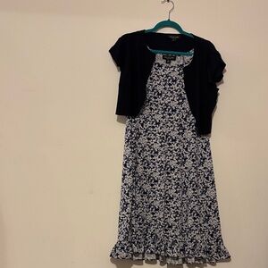 Perceptions Navy and White Floral Midi Dress